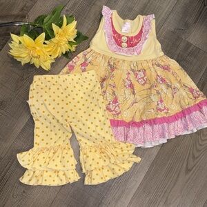 Giggle Moon Yellow and Pink Floral Dress